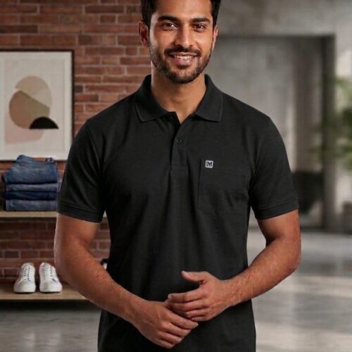 Mens Polo T-Shirt Black L